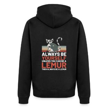 Lemur - Unisex Premium Organic Zip Hoodie - black - Back - Nico (187cm)