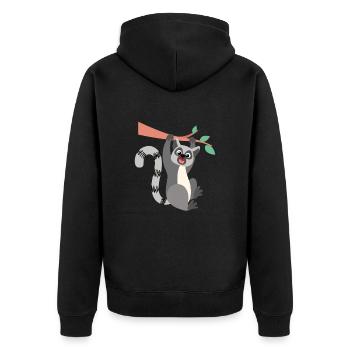 lemur - Unisex Premium Organic Zip Hoodie - black - Back - Nico (187cm)