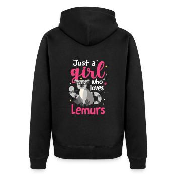 Lemur - Unisex Premium Organic Zip Hoodie - black - Back - Nico (187cm)