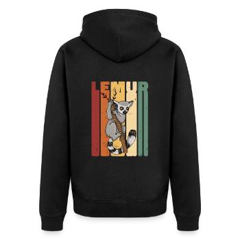 Lemur - Unisex Premium Organic Zip Hoodie - black - Back - Nico (187cm)