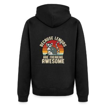 Lemur - Unisex Premium Organic Zip Hoodie - black - Back - Nico (187cm)
