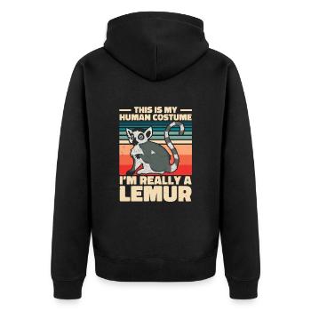 Lemur - Unisex Premium Organic Zip Hoodie - black - Back - Nico (187cm)