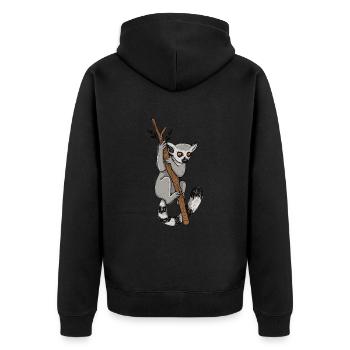 Lemur - Unisex Premium Organic Zip Hoodie - black - Back - Nico (187cm)