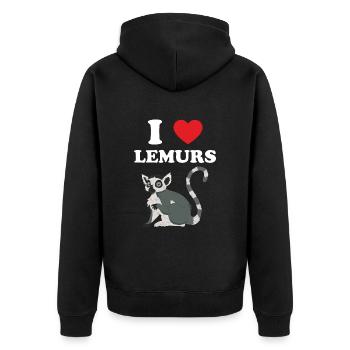 Lemur - Unisex Premium Organic Zip Hoodie - black - Back - Nico (187cm)