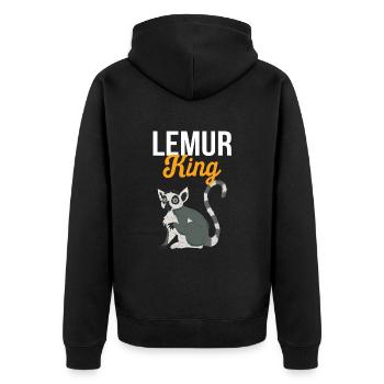 Lemur - Unisex Premium Organic Zip Hoodie - black - Back - Nico (187cm)