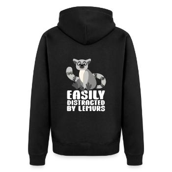 Lemur - Unisex Premium Organic Zip Hoodie - black - Back - Nico (187cm)