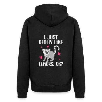 Lemur - Unisex Premium Organic Zip Hoodie - black - Back - Nico (187cm)