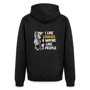 Lemur - Unisex Premium Organic Zip Hoodie - black - Back - Nico (187cm)