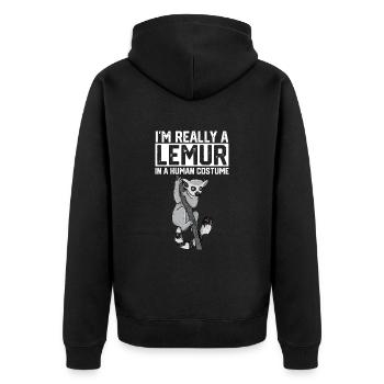 Lemur - Unisex Premium Organic Zip Hoodie - black - Back - Nico (187cm)