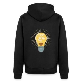 Kaffee Erleuchtung - Unisex Premium Bio Zip Hoodie - Schwarz - Hinten - Nico (187cm)