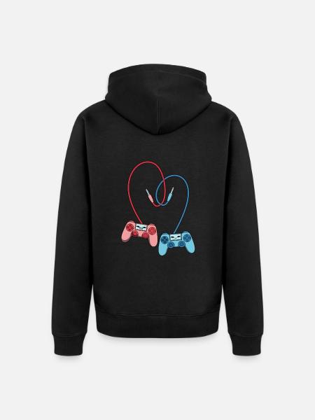Gaming Controller Love - Unisex Premium Organic Zip Hoodie - black
