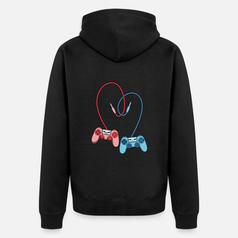 Gaming Controller Liebe - Unisex Premium Bio Zip Hoodie - Schwarz