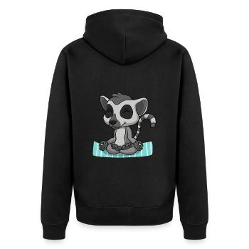 Yoga Lemur - Unisex Premium Bio Zip Hoodie - Schwarz - Hinten - Nico (187cm)