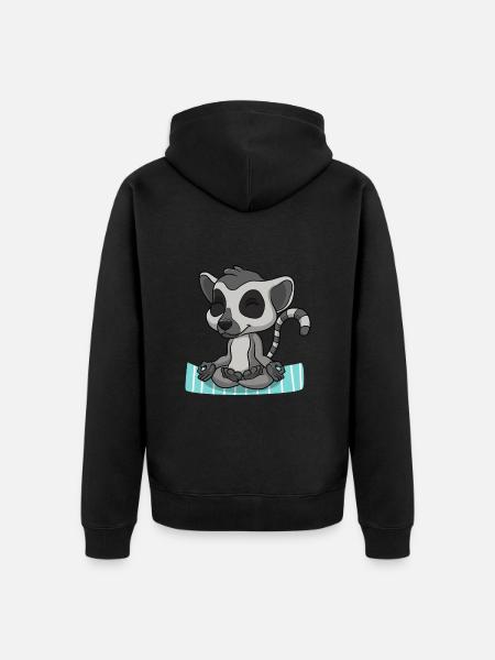 Yoga Lemur - Unisex Premium Organic Zip Hoodie - black