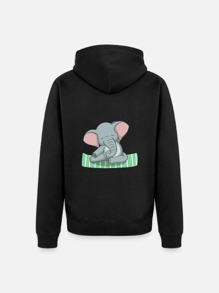 Yoga Elefant - Unisex Premium Bio Zip Hoodie - Schwarz