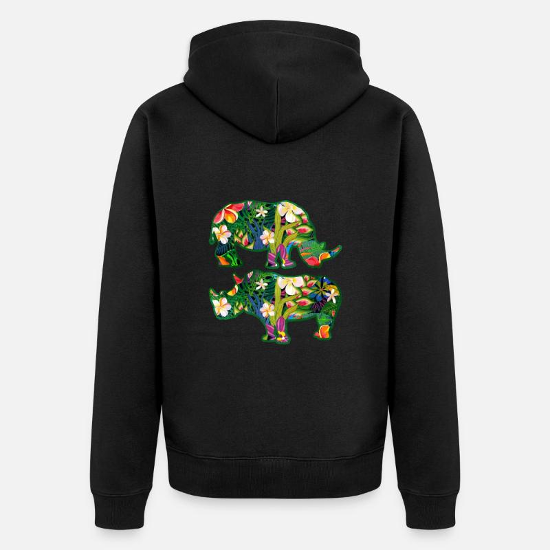 Rhinoceros - Unisex Premium Organic Zip Hoodie - black