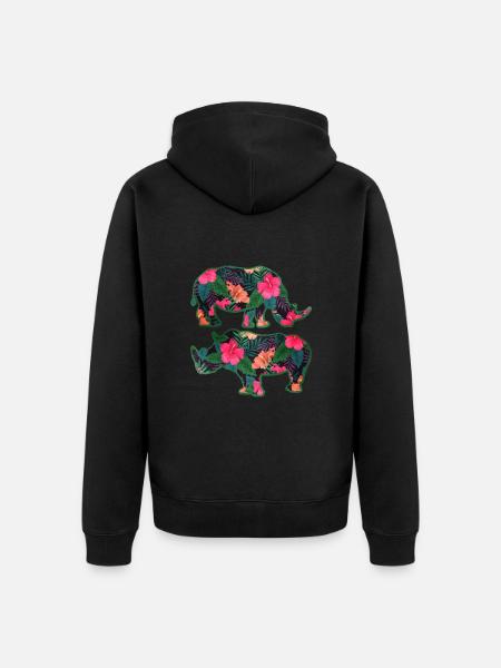 Rhinoceros - Unisex Premium Organic Zip Hoodie - black