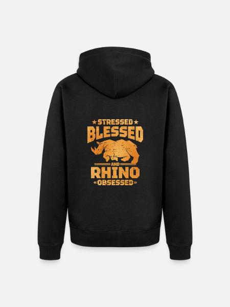 Rhinoceros - Unisex Premium Organic Zip Hoodie - black