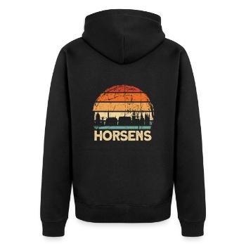 Horsens - Unisex Premium Bio Zip Hoodie - Schwarz - Hinten - Nico (187cm)