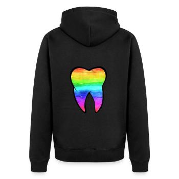 Zahn Zähne Zahnarzt Zahnmedizinische Angestellte - Unisex Premium Bio Zip Hoodie - Schwarz - Hinten - Nico (187cm)