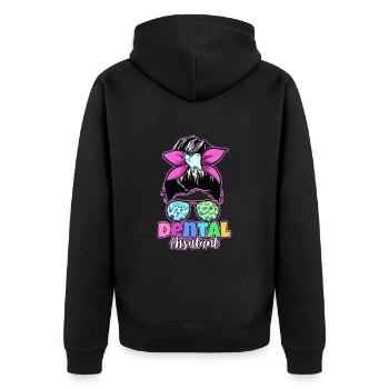 Zahn Zähne Zahnarzt Zahnmedizinische Angestellte - Unisex Premium Bio Zip Hoodie - Schwarz - Hinten - Nico (187cm)