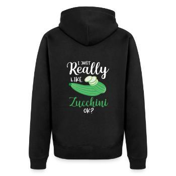 Courgette - Unisex Premium Organic Zip Hoodie - black - Back - Nico (187cm)