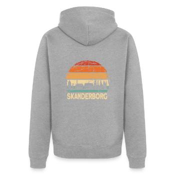 Skanderborg - Unisex Premium Organic Zip Hoodie - heather grey - Back - Nico (187cm)