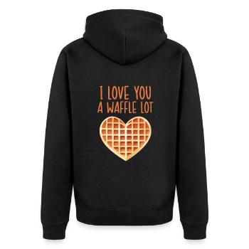 Ich liebe dich eine Waffel Menge - Unisex Premium Bio Zip Hoodie - Schwarz - Hinten - Nico (187cm)