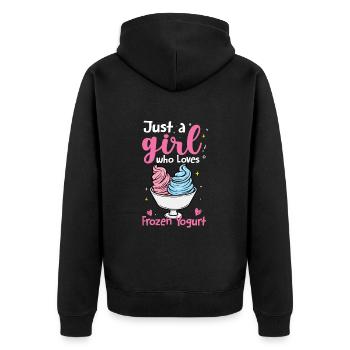 Just A Girl Who Loves Frozen Yogurt - Unisex Premium Bio Zip Hoodie - Schwarz - Hinten - Nico (187cm)