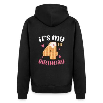 Gaufre du 4e anniversaire - Veste à capuche bio Premium Unisexe - noir - Dos - Nico (187cm)