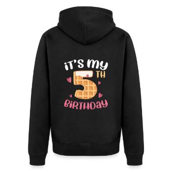 Gaufre du 5e anniversaire - Veste à capuche bio Premium Unisexe - noir - Dos - Nico (187cm)