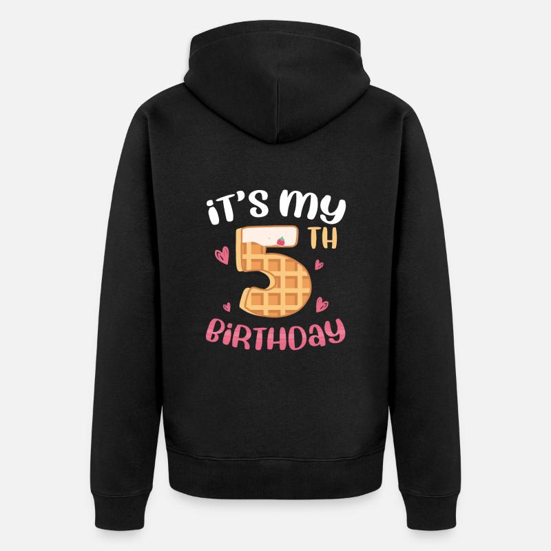 Gaufre du 5e anniversaire - Veste à capuche bio Premium Unisexe - noir