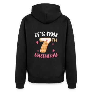 Gaufre du 7e anniversaire - Veste à capuche bio Premium Unisexe - noir - Dos - Nico (187cm)