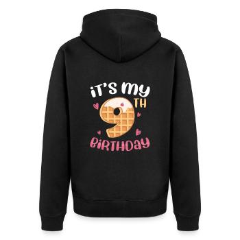 Gaufre du 9e anniversaire - Veste à capuche bio Premium Unisexe - noir - Dos - Nico (187cm)