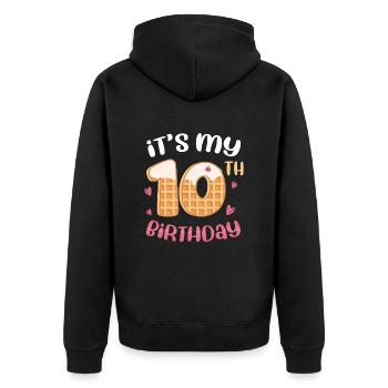 Gaufre du 10e anniversaire - Veste à capuche bio Premium Unisexe - noir - Dos - Nico (187cm)