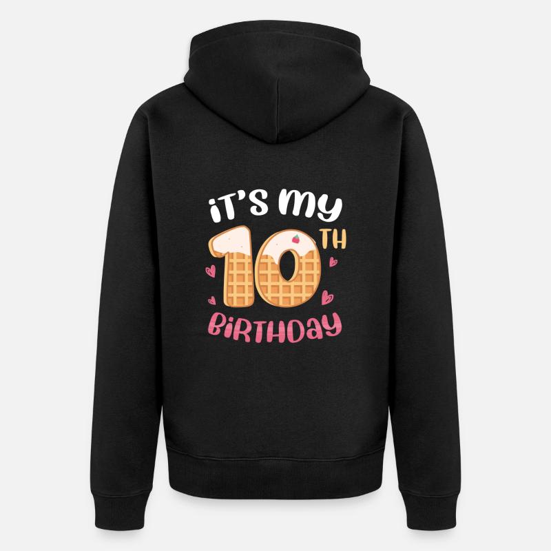 Gaufre du 10e anniversaire - Veste à capuche bio Premium Unisexe - noir