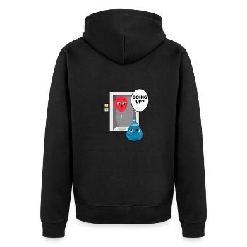 Ballon Aufzug Spruch - Unisex Premium Bio Zip Hoodie - Schwarz - Hinten - Nico (187cm)