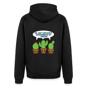 Kaktus Cupcakes Kuchen - Unisex Premium Bio Zip Hoodie - Schwarz - Hinten - Nico (187cm)