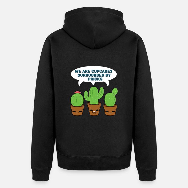 Gâteau aux cupcakes aux cactus - Veste à capuche bio Premium Unisexe - noir