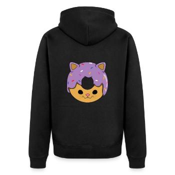 Katze Donut - Unisex Premium Bio Zip Hoodie - Schwarz - Hinten - Nico (187cm)