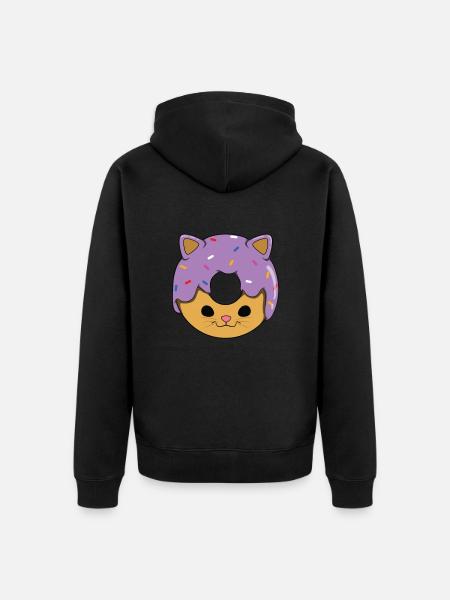 Katze Donut - Unisex Premium Bio Zip Hoodie - Schwarz
