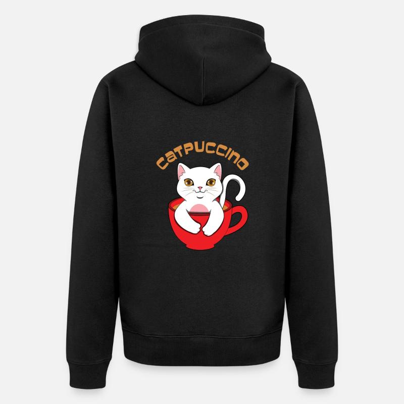 Catpuccino Cat Cappucino - Veste à capuche bio Premium Unisexe - noir