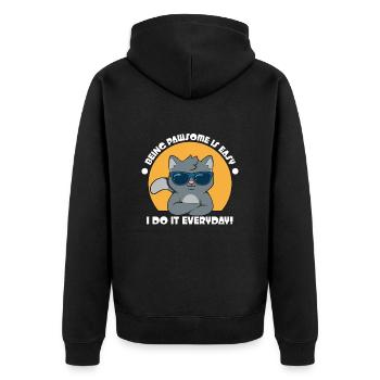 Pawsome zu sein ist einfach, ich mache es jeden Ta - Unisex Premium Bio Zip Hoodie - Schwarz - Hinten - Nico (187cm)