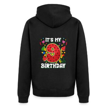 9 Anniversaire Pastèque Cadeau d’été - Veste à capuche bio Premium Unisexe - noir - Dos - Nico (187cm)