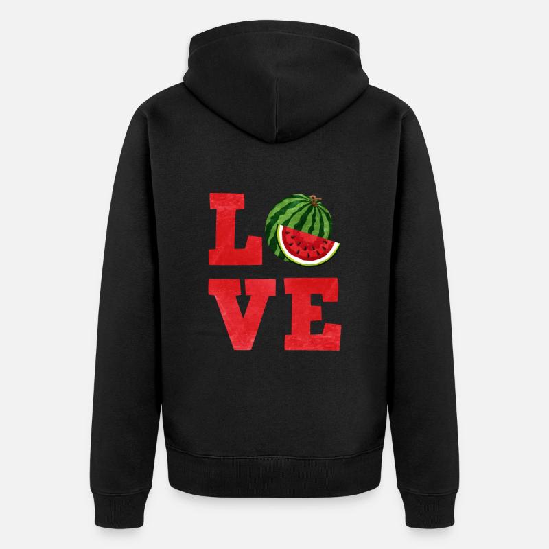 Wassermelone - Unisex Premium Bio Zip Hoodie - Schwarz