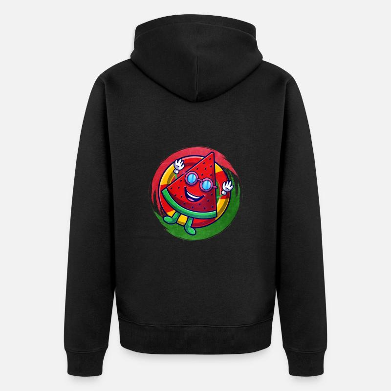 Wassermelone - Unisex Premium Bio Zip Hoodie - Schwarz