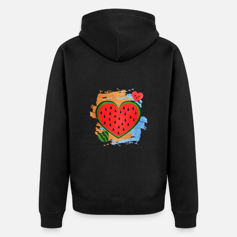 Wassermelone - Unisex Premium Bio Zip Hoodie - Schwarz