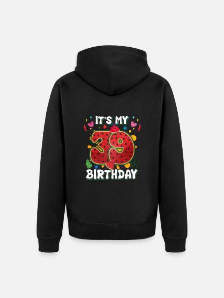 39e anniversaire Pastèque - Veste à capuche bio Premium Unisexe - noir