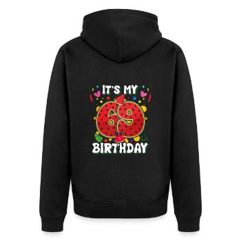 69. Geburtstag Wassermelone - Unisex Premium Bio Zip Hoodie - Schwarz - Hinten - Nico (187cm)