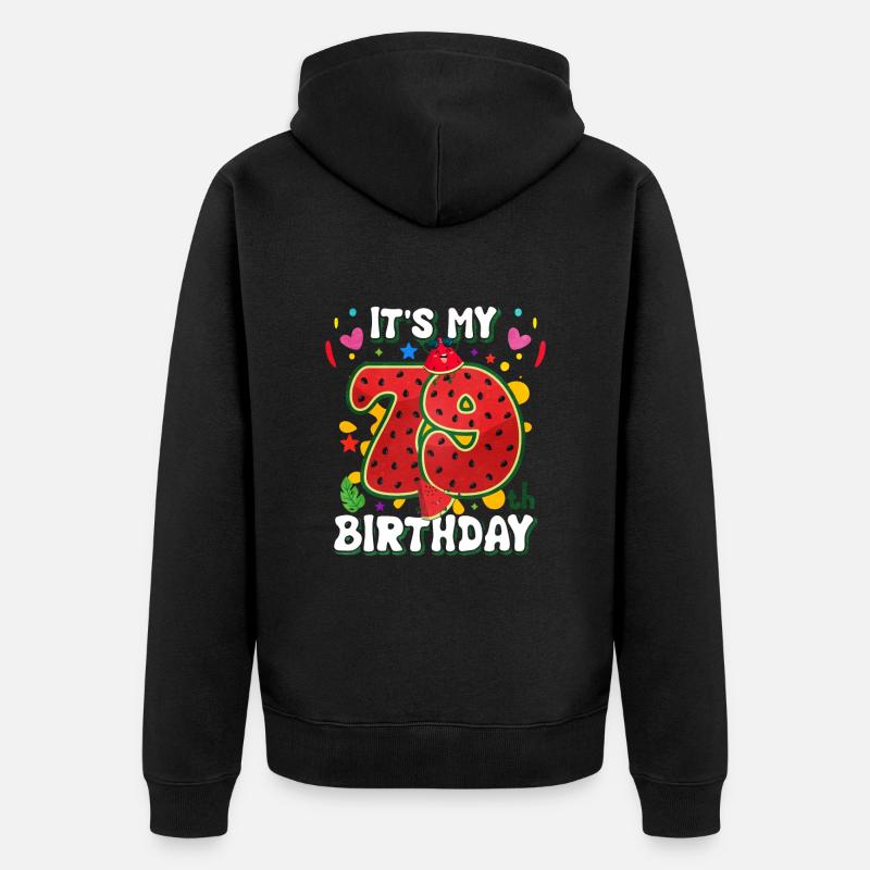 79e anniversaire pastèque - Veste à capuche bio Premium Unisexe - noir